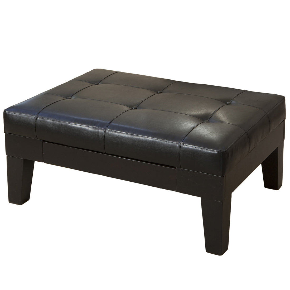 Chatham Ottoman With Drawer Black Pu