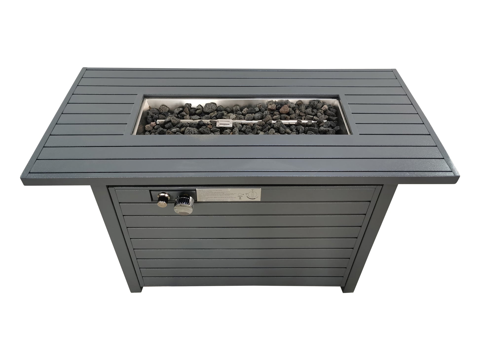 25'' H X 42'' W Steel Propane Outdoor Fire Pit Table With Lid Grey Gray Modern Steel