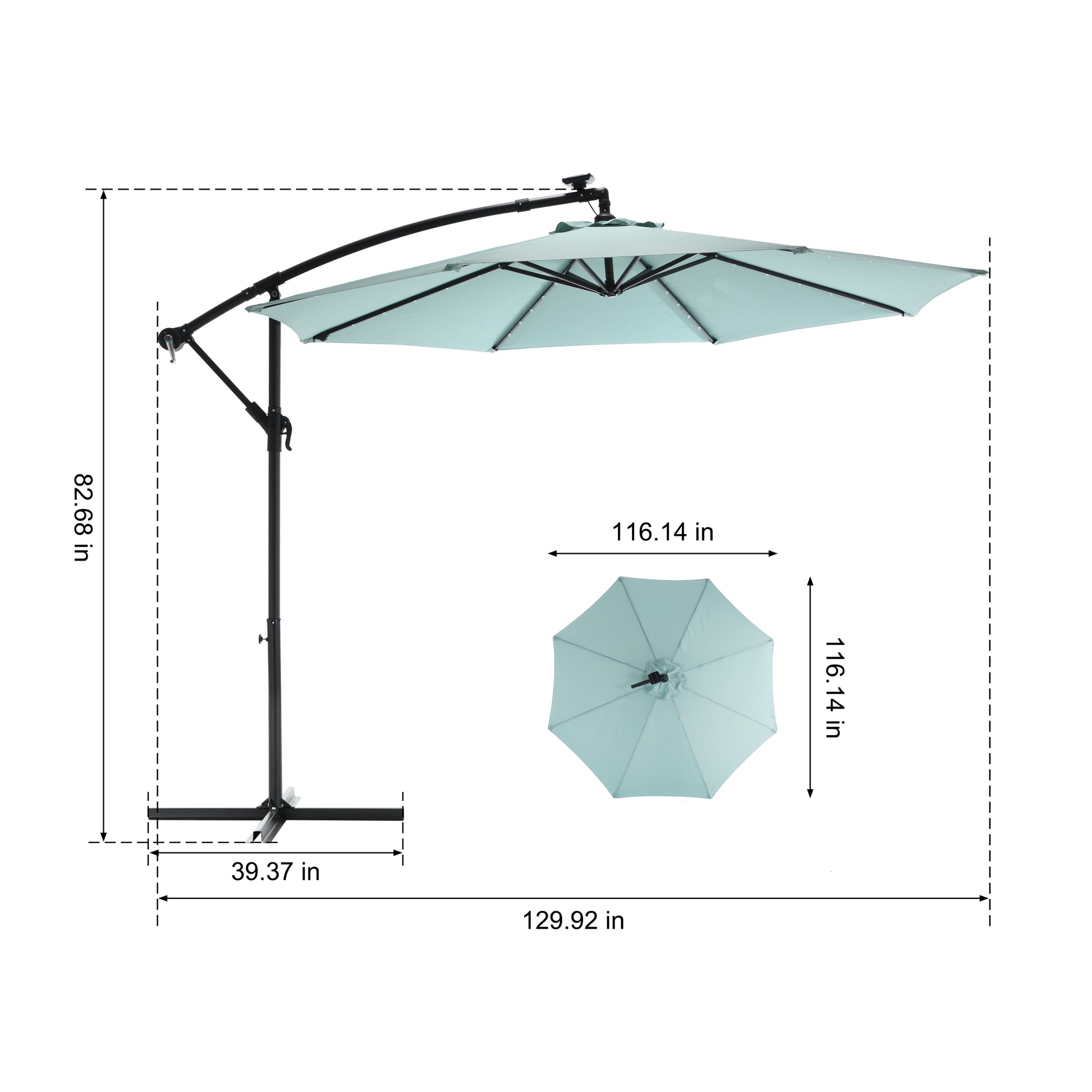 10Ft Solar Led Offset Hanging Market Patio Umbrella Navy Blue No Navy Blue Garden & Outdoor Steel