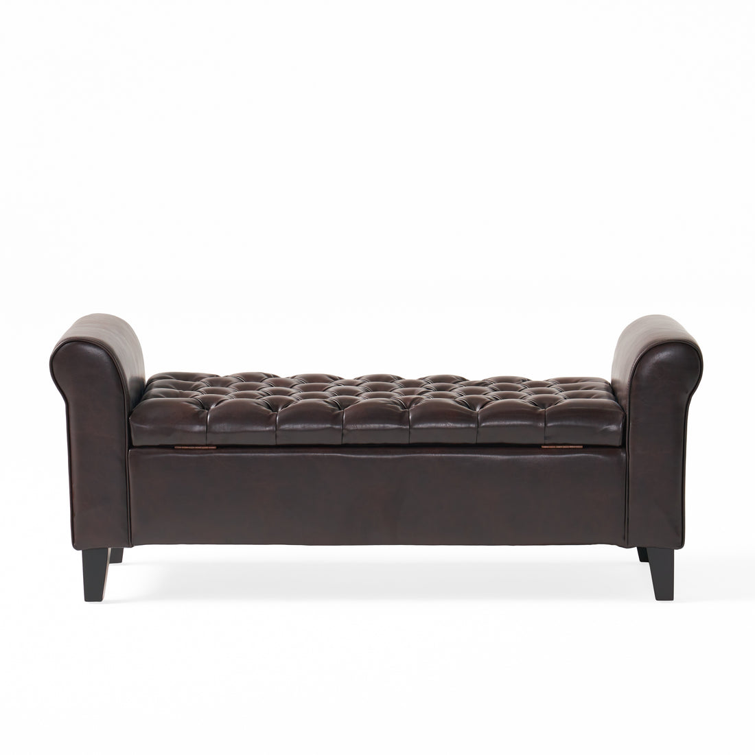 Hayes Armed Storage Bench Brown Pu