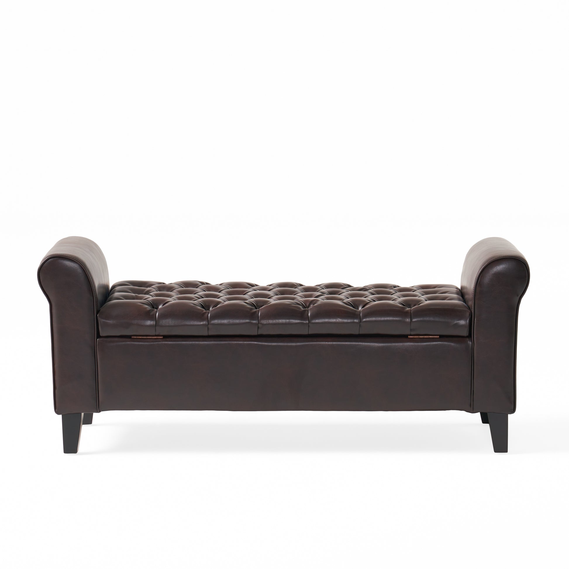Hayes Armed Storage Bench Brown Pu