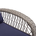 3 Pieces Outdoor Swivel Rocker Patio Chairs, 360 Degree Rocking Patio Conversation Set With Thickened Cushions And Glass Coffee Table For Backyard, Navy Blue Navy Blue Steel