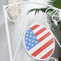 3 Piece Patio Bistro Set, Folding Outdoor Furniture With Usa Mosaic Table And Chairs, Portable Metal Frames For 4Th Of July, Balcony, Backyard, Poolside, Porch, American Flag White Metal