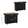 Mobile Kitchen Island With Drop Leaf, Storage Trolley Cart On Wheels, Towel Spice Rack, 3 Drawers, 2 Door Cabinet, Black Black Mdf