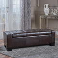 Guernsey Ottoman Brown Leather