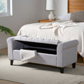 Hayes Armed Storage Bench Light Grey Fabric