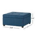 Carlsbad Storage Ottoman Navy Blue Fabric