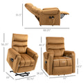 Power Lift Chair, Velvet Touch Upholstered Recliner Chair For Elderly With Vibration Massage, Remote Control, Side Pockets, Brown Brown Polyester