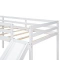 L Shaped Twin Size Loft Bed With Ladder And Slide, White White Solid Wood Mdf