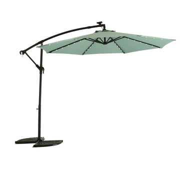 10Ft Solar Led Offset Hanging Market Patio Umbrella Light Green No Light Green Garden & Outdoor Steel