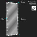 Hollywood Led Full Body Mirror With Lights Extra Large Full Length Vanity Mirror With 3 Color Mode Lights, Vertical Horizontal Hanging Aluminum Framed Mirror, 72 X 36 Inch, Silver Silver Aluminium