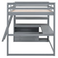 Full Size Loft Bed With Desk And Shelves,Two Built In Drawers,Gray Old Sku: Gx000416Aae Box Spring Not Required Full Gray Wood Bedroom Pine