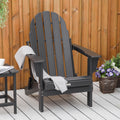 Outsunny Folding Adirondack Chair, Hdpe Fire Pit Chair, Weather Resistant Outdoor Chair For Patio, Garden, Backyard, Lawn, Black Black Polyethylene