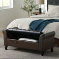Hayes Armed Storage Bench Brown Pu