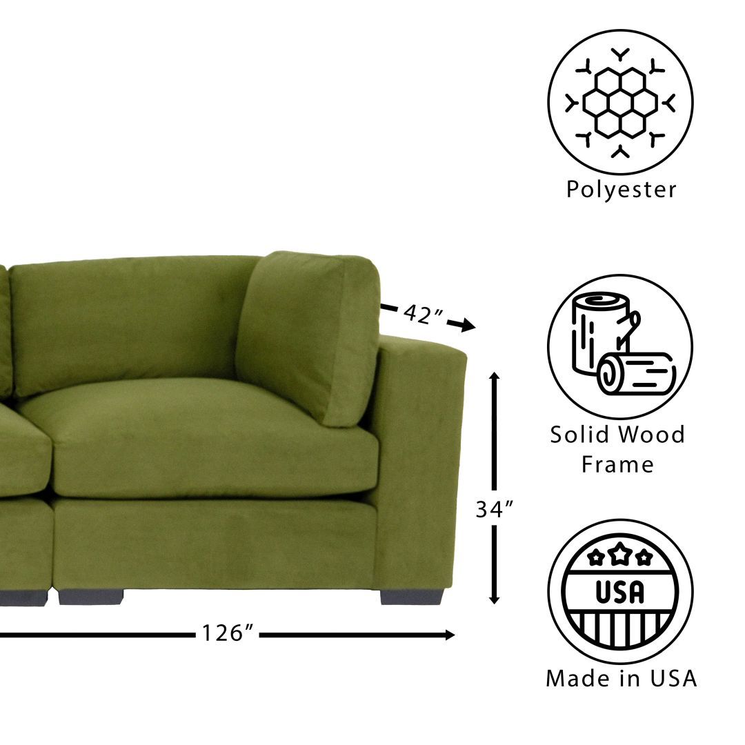 Forest Green Sofa For Living Room, Modern 3 Seater Sofas Couches For Bedroom, Office, And Apartment With Solid Wood Frame Polyester Green Wood Foam Polyester