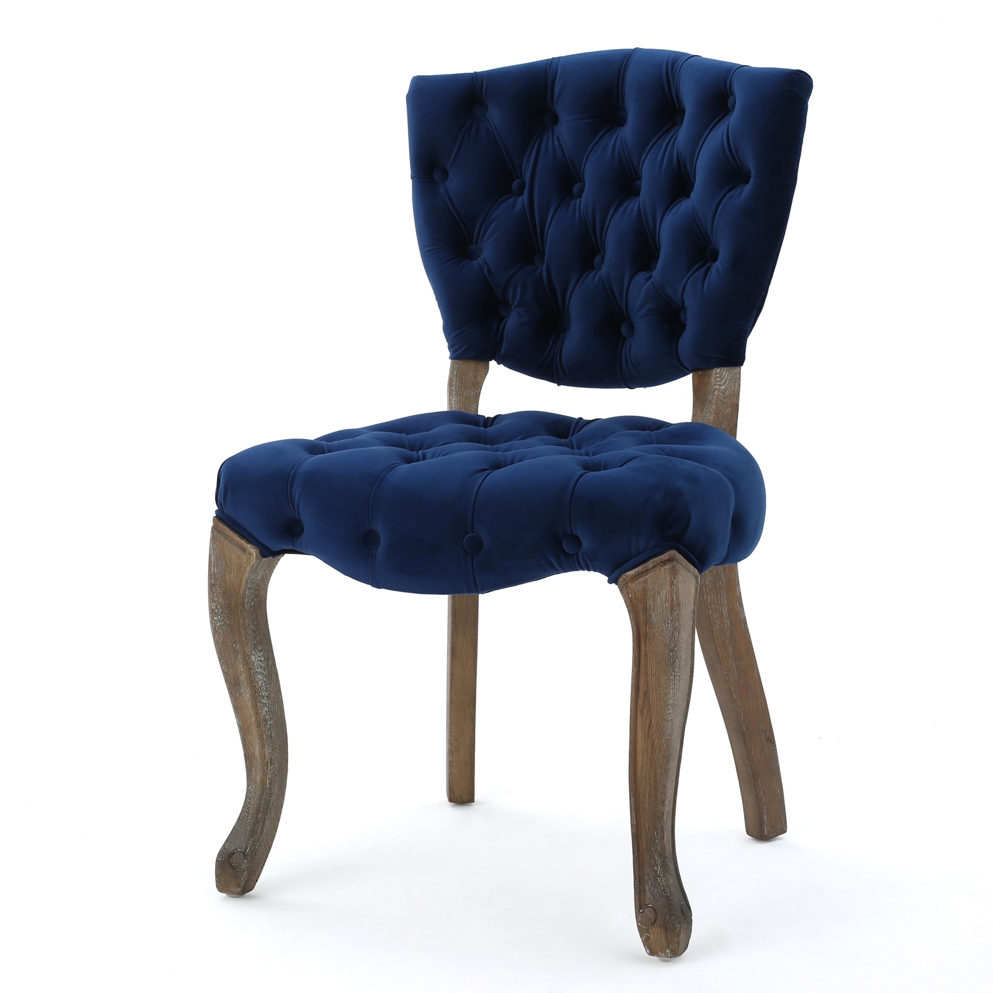 Kd Tufted Chair Wthr Navy Blue Velvet