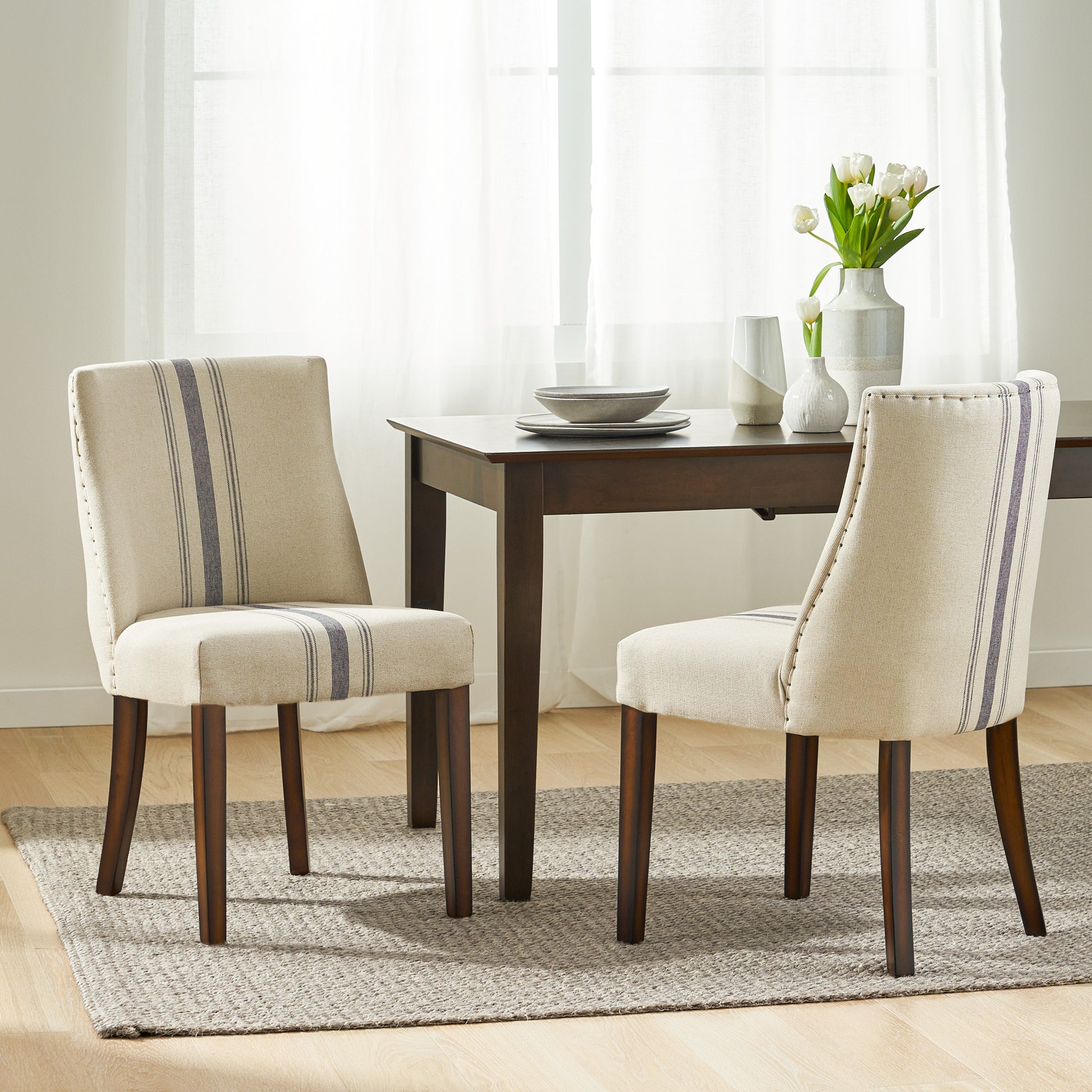 Dining Chair Beige Fabric