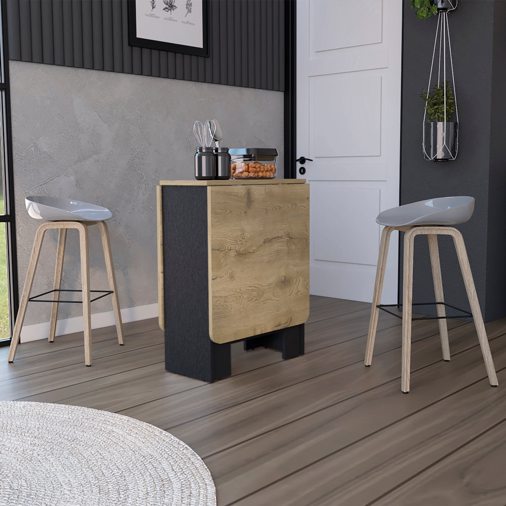 Folding Dining Table Evart, Living Room, Black Macadamia Multicolor Particle Board Engineered Wood