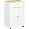 Rolling Kitchen Island Cart, Portable Serving Trolley Table With Drawer, Adjustable Shelf And 2 Towel Racks, Cream White Cream White Mdf