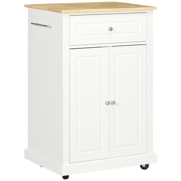 Rolling Kitchen Island Cart, Portable Serving Trolley Table With Drawer, Adjustable Shelf And 2 Towel Racks, Cream White Cream White Mdf