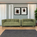 Green Suede Loveseat And Sofa Set For Living Room, Modern D Cor Couch Sets For Living Room, Bedrooms With Solid Wood Frame Green Wood Foam Suede