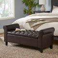 Hayes Armed Storage Bench Brown Pu