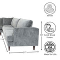 L Shaped Sectional Sofas For Living Room, Modern Sectional Couches For Bedrooms, Apartment With Solid Wood Frame Velvet, Silver Silver Wood Foam Velvet