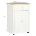 Rolling Kitchen Island Cart, Portable Serving Trolley Table With Drawer, Adjustable Shelf And 2 Towel Racks, Cream White Cream White Mdf