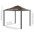 10' X 10' Patio Gazebo, Aluminum Frame Double Roof Outdoor Gazebo Canopy Shelter With Netting & Curtains, For Garden, Lawn, Backyard And Deck, Coffee Coffee Polyester