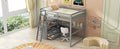 Full Size Loft Bed With Desk And Shelves,Two Built In Drawers,Gray Old Sku: Gx000416Aae Box Spring Not Required Full Gray Wood Bedroom Pine