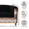 Black Velvet Loveseat Sofa For Living Room With Leopard Print, Modern D Cor Beautiful Seat Mini Small Couches For Small Spaces And Bedroom With Solid Wood Frame Black Wood Foam Velvet