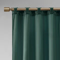 Room Darkening Poly Velvet Rod Pocket Back Tab Curtain Panel Pair 2 Pcs Window Panels Green Polyester