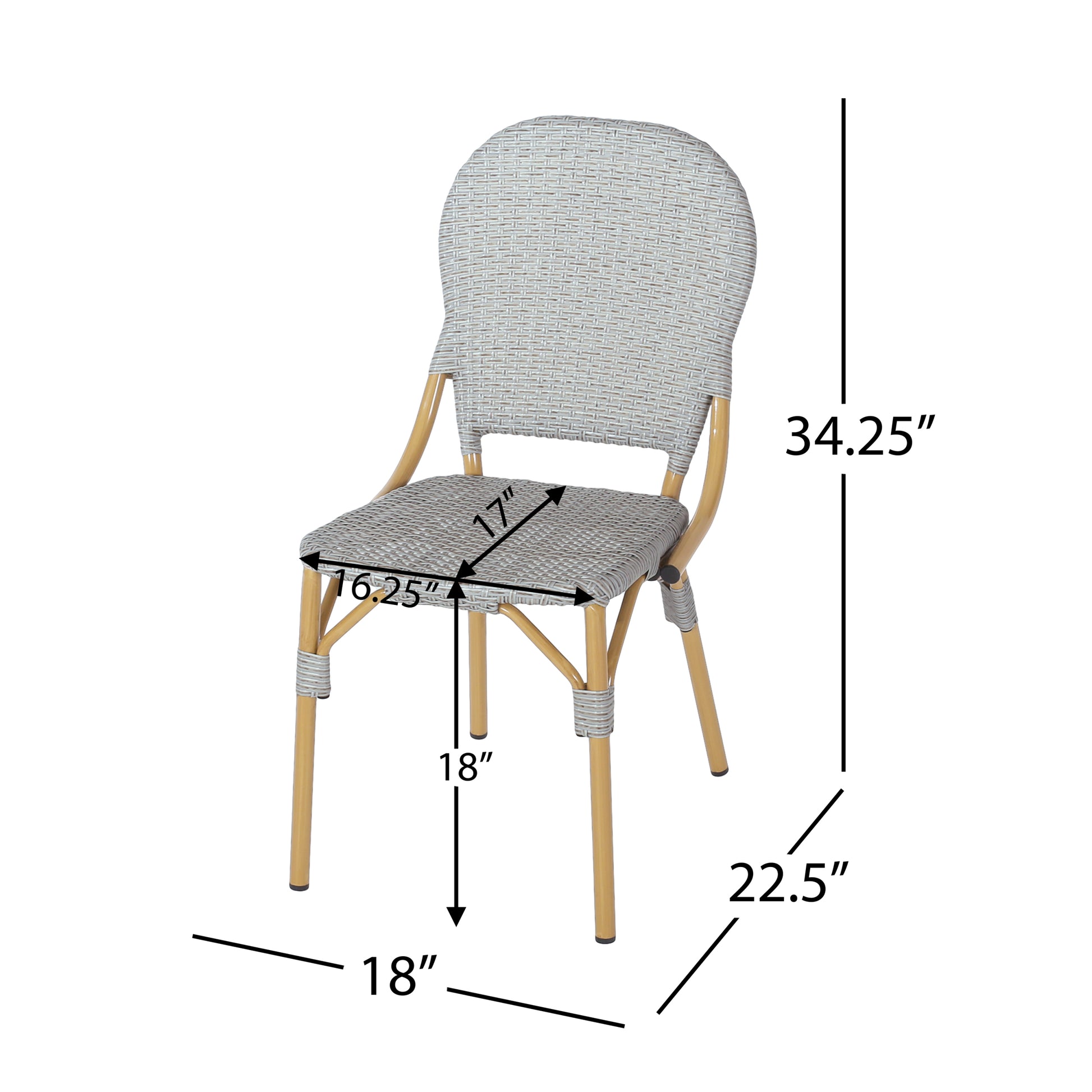 Arthur French Bistro Chair Natural & Light Brown Aluminium