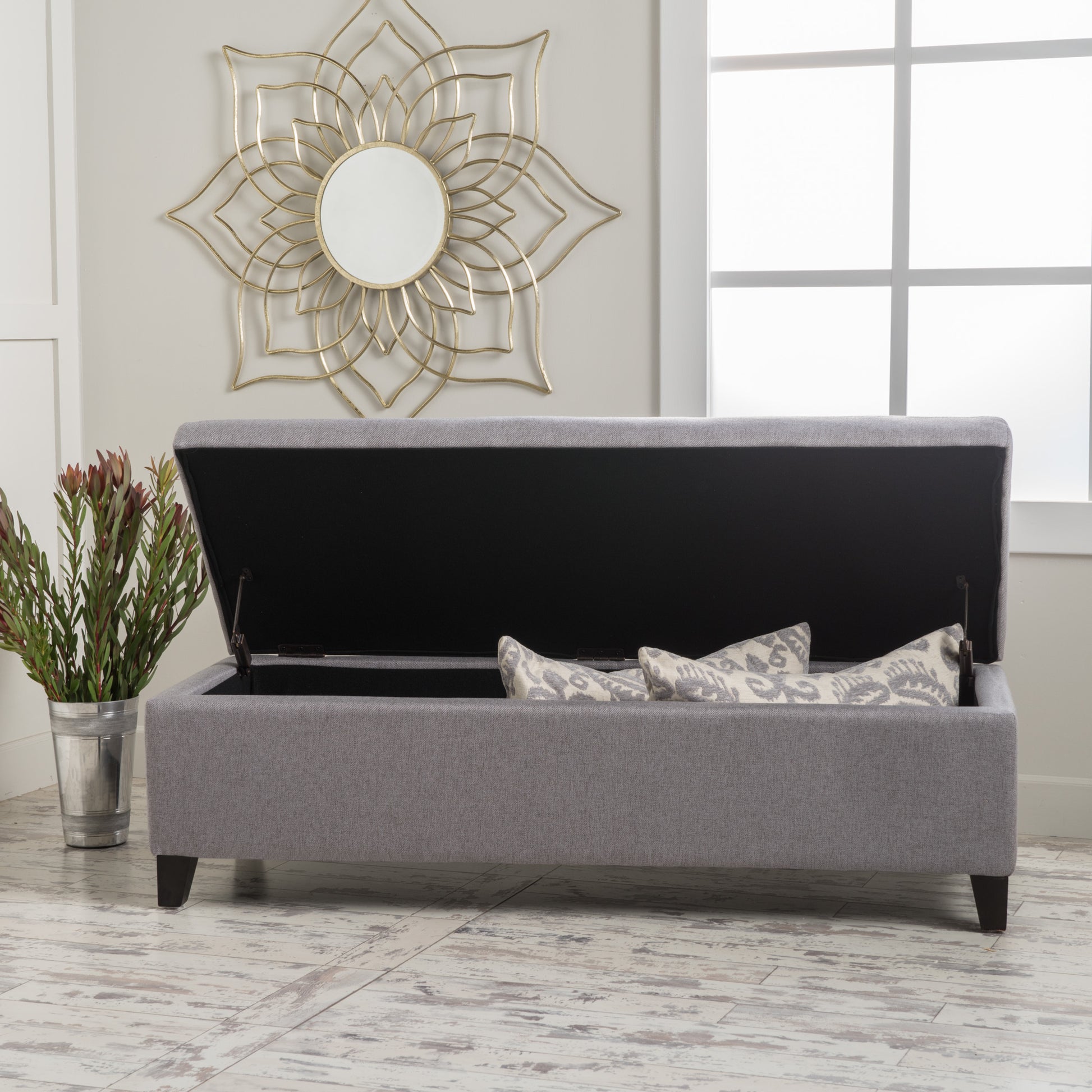 Selma Storage Ottoman V2 Light Grey Fabric