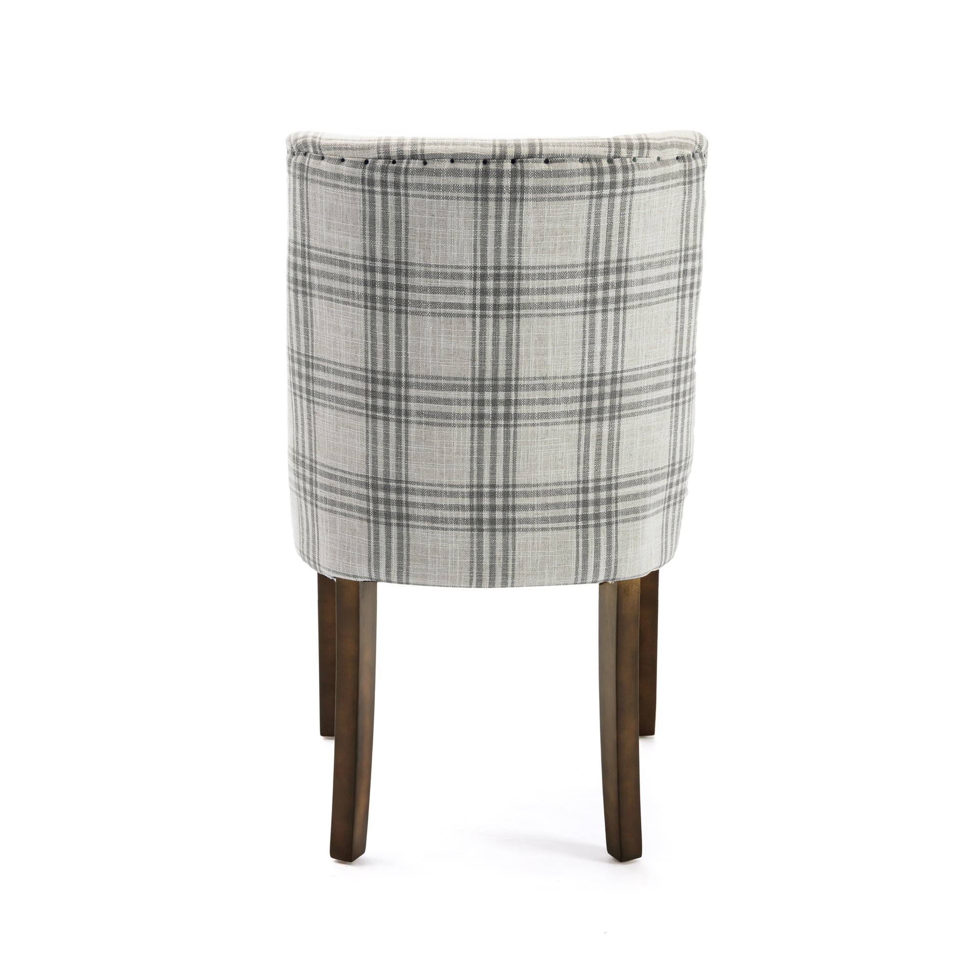 Dining Chair Grey Plaid Fabric