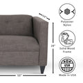 Loveseat Sofa For Living Room, Modern D Cor Beautiful Seat Mini Small Couches For Small Spaces And Bedroom With Solid Wood Frame Marlow Asphalt, Polyester Nylon Dark Gray Wood Foam Polyester