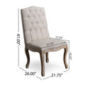 Dining Chair Set Of 2 Beige Fabric