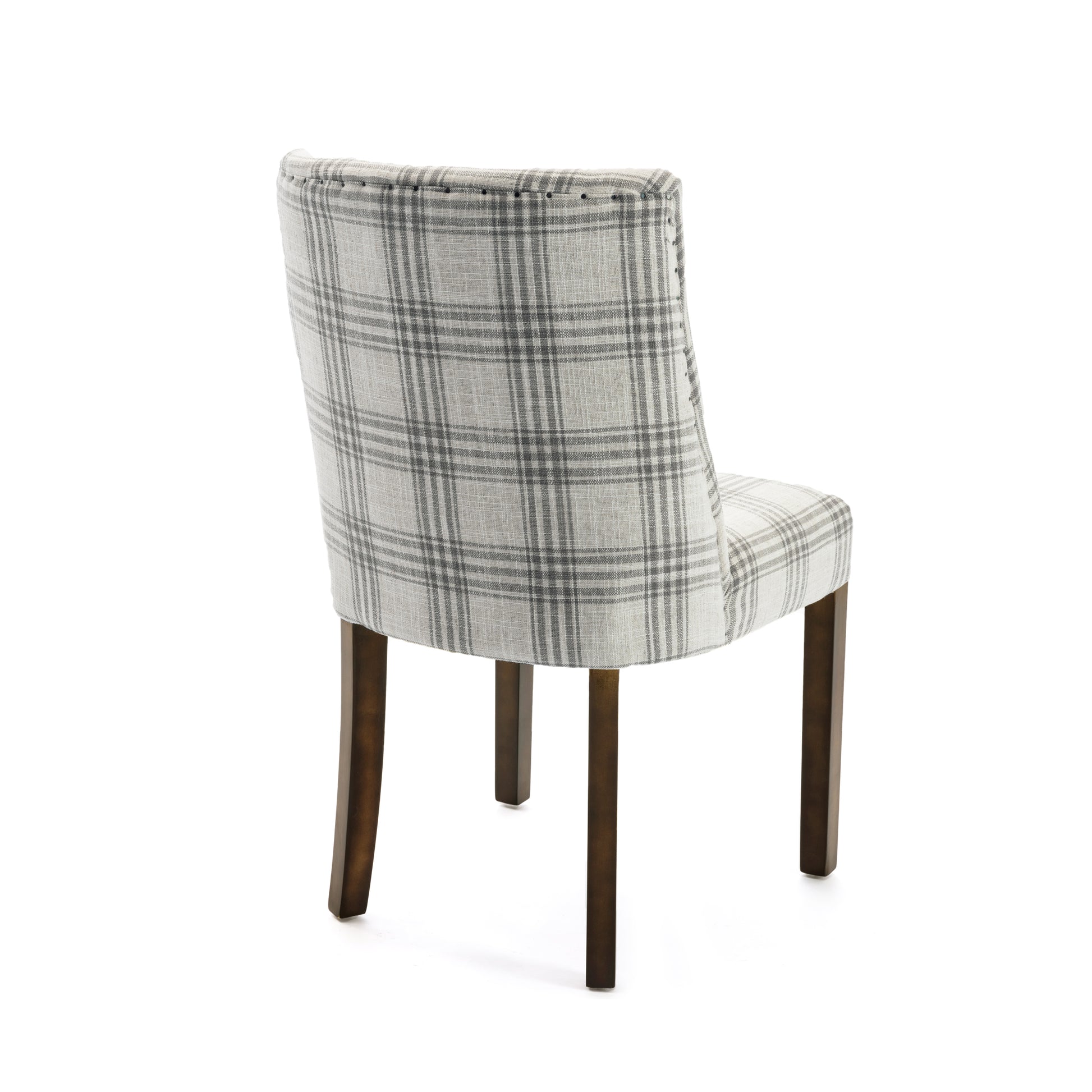 Dining Chair Grey Plaid Fabric