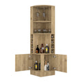 Corner Bar Cabinet Papprika, Living Room, Aged Oak Beige Particle Board Engineered Wood