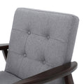 Mid Century Modern Fabric Club Chair With Wood Frame, Grey And Dark Espresso Grey Fabric