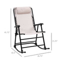 Oversized Folding Rocking Camping Chair Set Of 2, Outdoor Rockers With Headrests, Zero Gravity Bungee Lawn Chairs For 2 Adults, Cream White White Steel