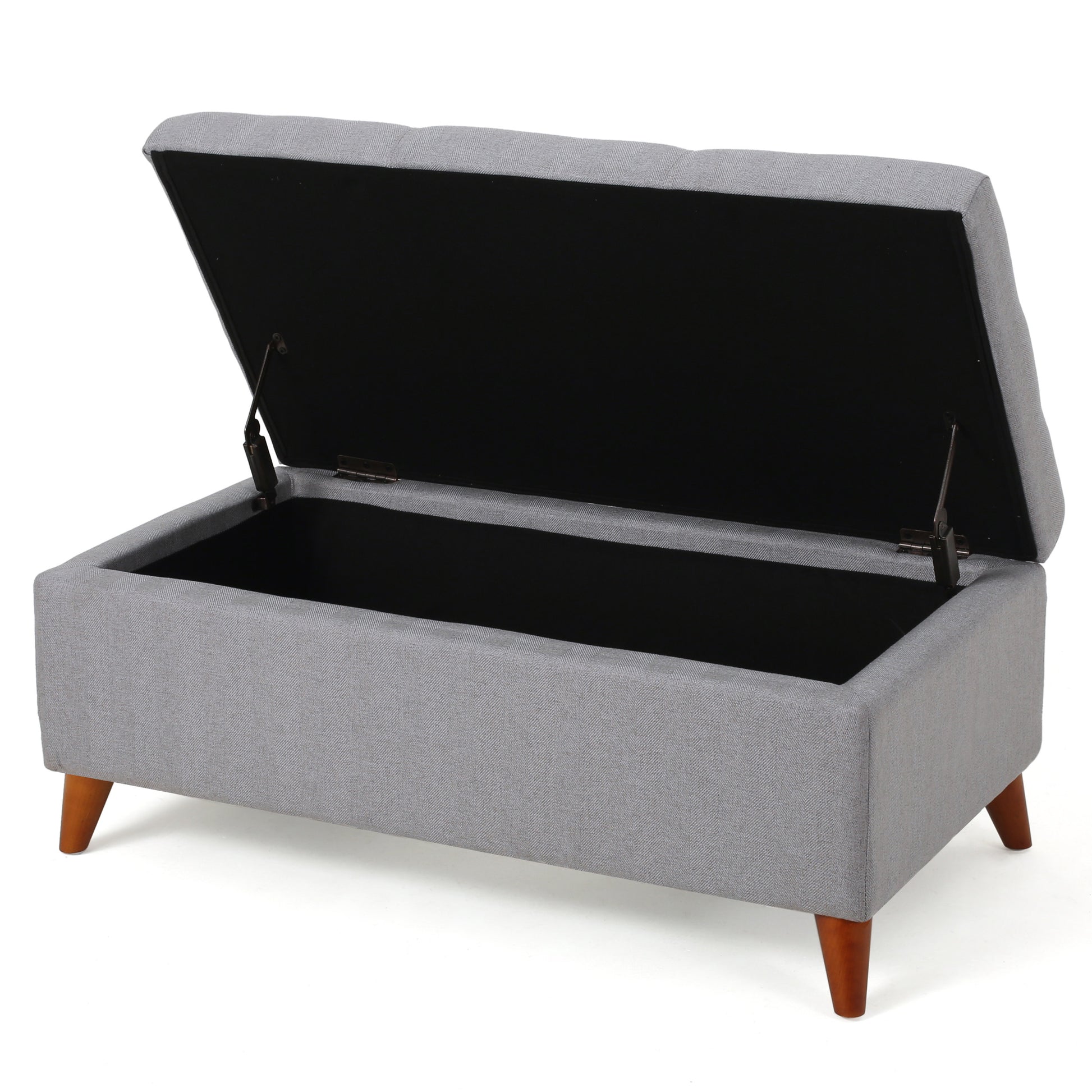 Storage Ottoman Light Grey Fabric