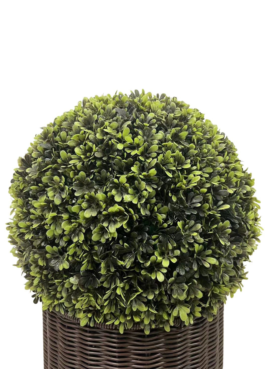 2 Pack 20" Ball Topiaries In Included Woven Pots Artificial Faux Plants Dark Green Plastic