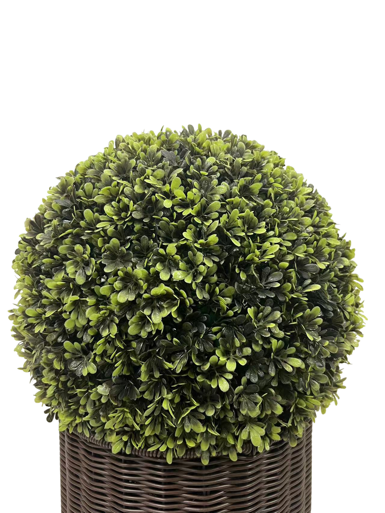 2 Pack 20" Ball Topiaries In Included Woven Pots Artificial Faux Plants Dark Green Plastic