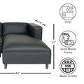 Black Faux Leather L Shaped Sofa, Modern 3 Seater Sofas Couches For Living Room, Bedroom, Office, And Apartment With Solid Wood Frame Black Wood Foam Vinyl