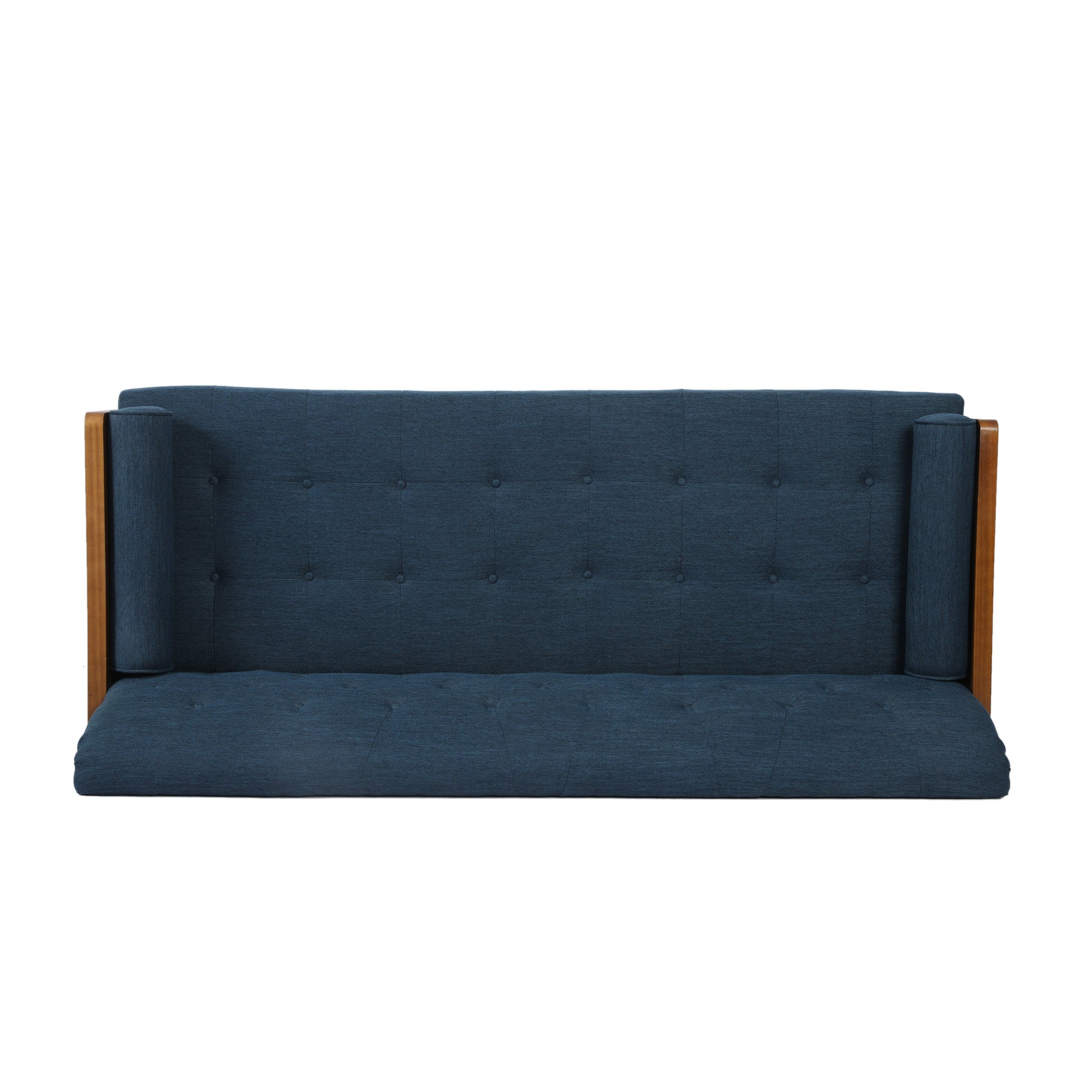 Aidan Mid Century Modern Tufted Fabric Sofa Navy Blue Fabric