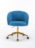 Hengming Golden Foot Office Chair, Modern Armchair, Height Adjustable, Rotary Cosmetic Chair, For Bedroom,Set Of 1 Blue Wool