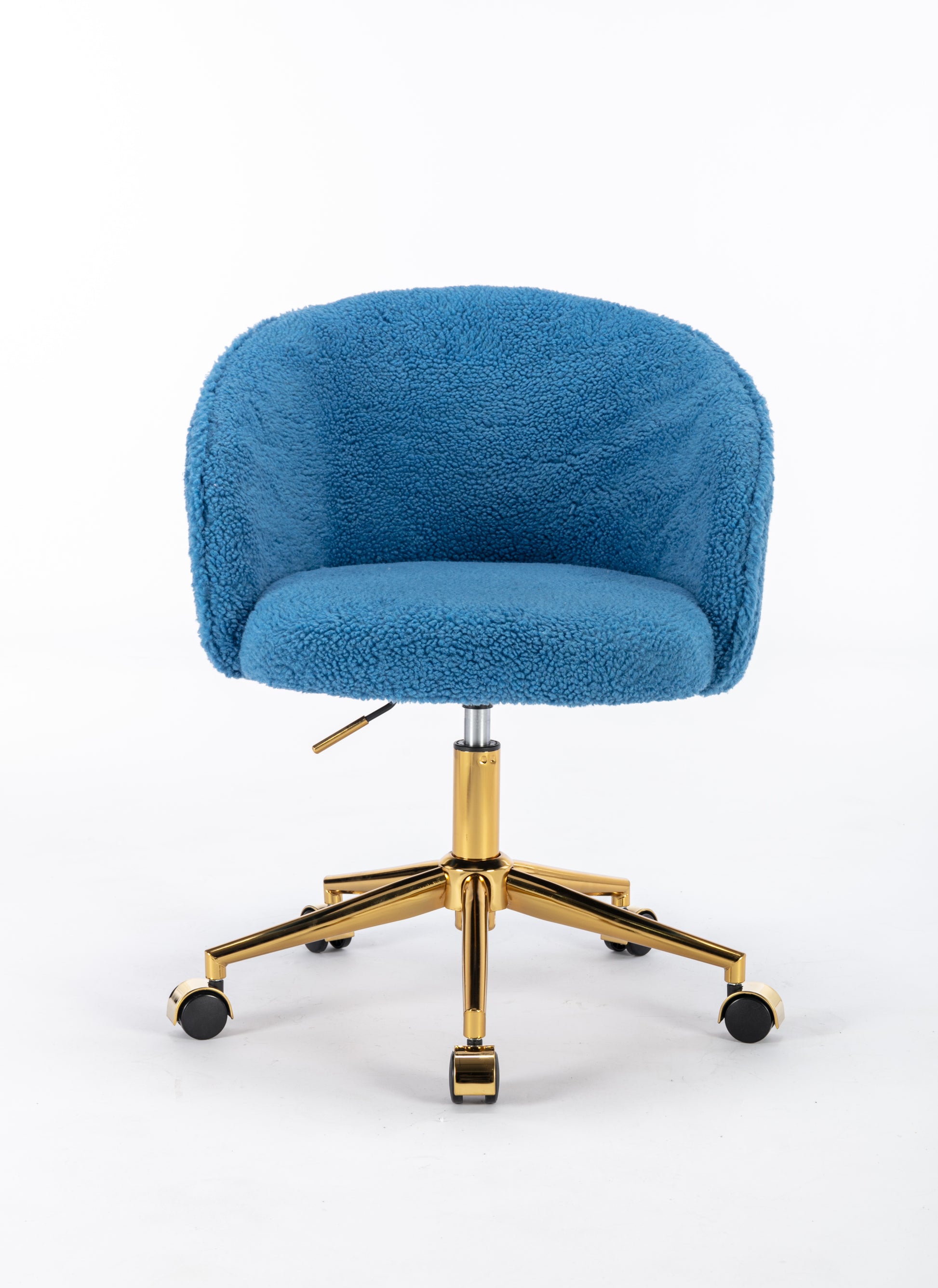 Hengming Golden Foot Office Chair, Modern Armchair, Height Adjustable, Rotary Cosmetic Chair, For Bedroom,Set Of 1 Blue Wool