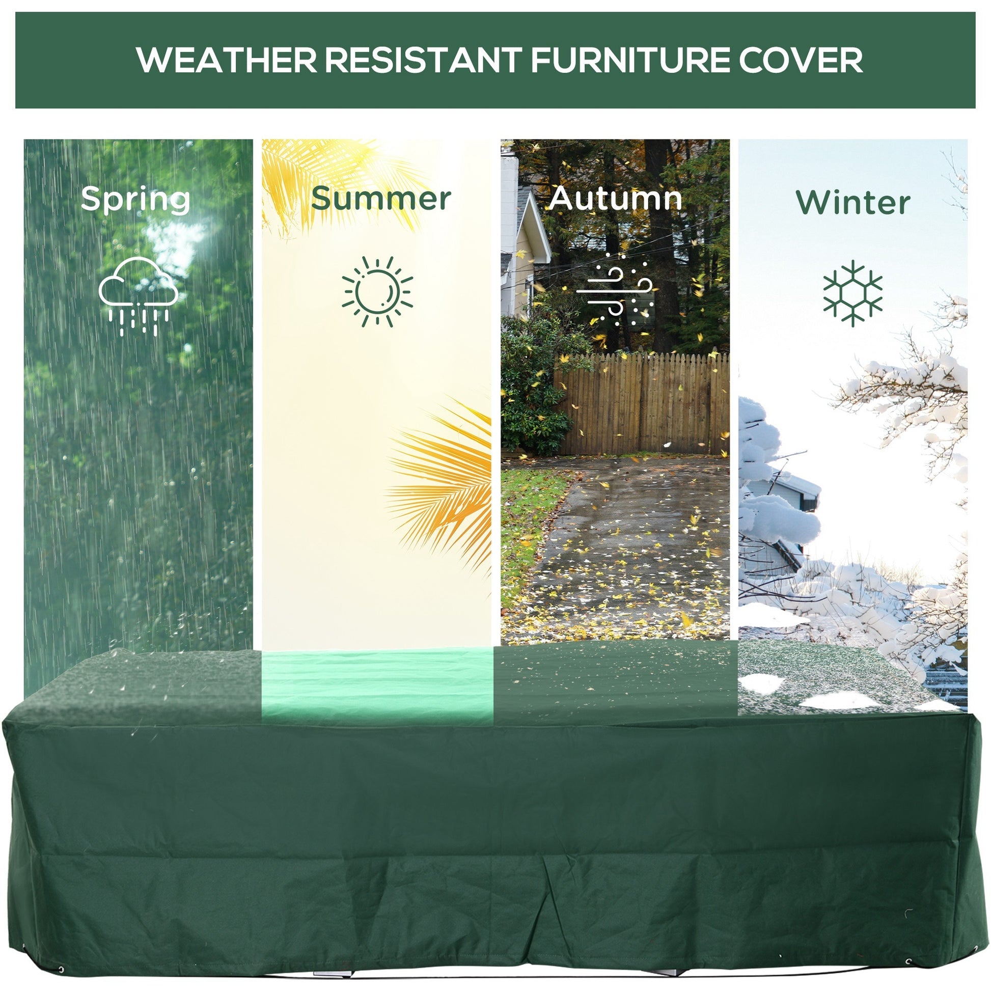 97" X 65" X 26" Heavy Duty Outdoor Sectional Sofa Cover, Waterproof Patio Furniture Cover For Weather Protection, Dark Green Green Fabric