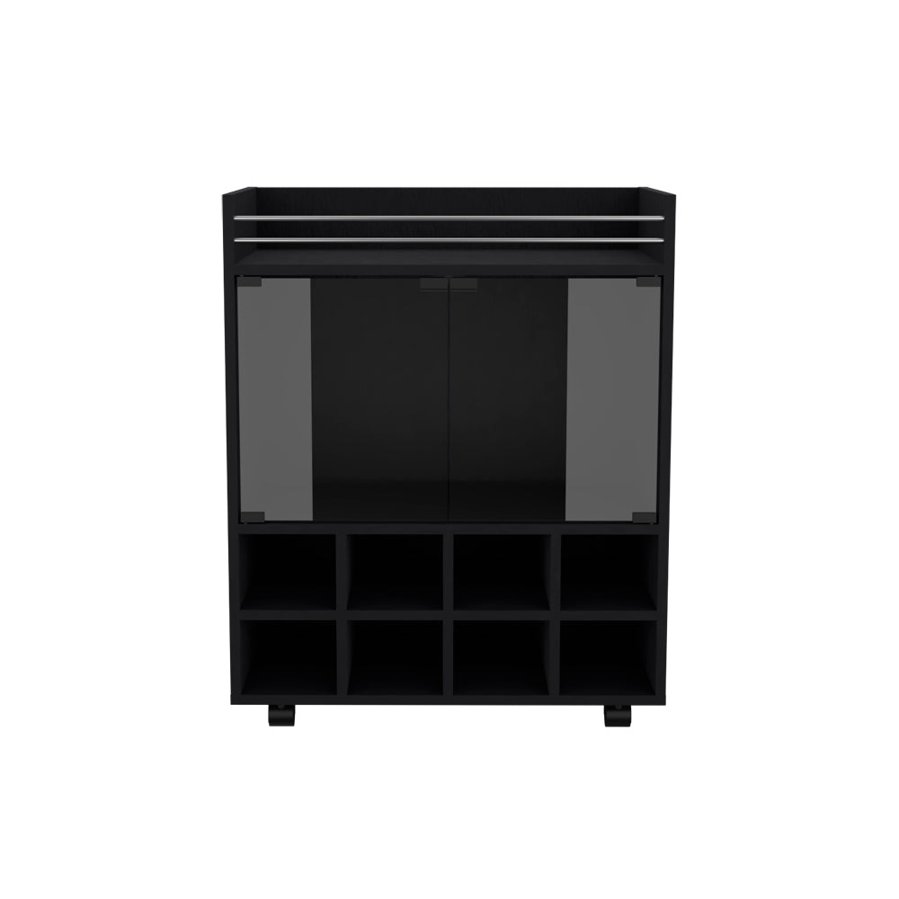 Bar Cart Philadelphia, Living Room, Black Black Particle Board Engineered Wood